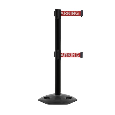 Stanchion Dual Belt Barr. Rubber Base Black Post 9ft.NoPa..Belt